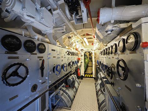 Inside submarine U-995 Type VIIC at the Laboe Naval Memorial, Germany