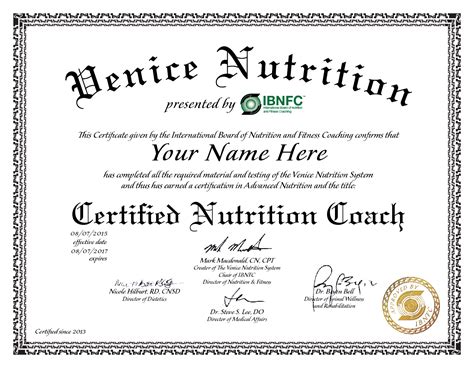 Certificate In Nutrition – certificates templates free