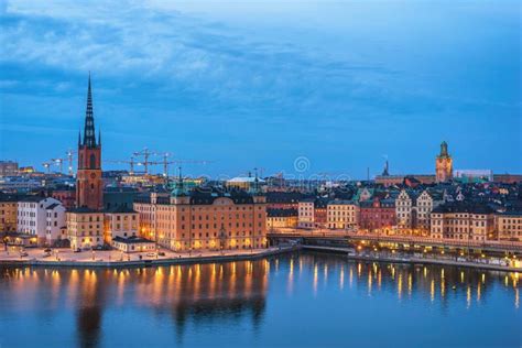 Stockholm Sweden, Night City Skyline at Gamla Stan Stock Photo - Image ...