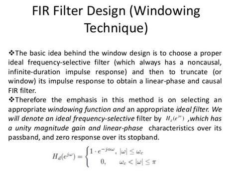 Fir filter design (windowing technique)