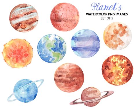 Aquarell Planeten Cliparts Astronomie-ClipArt Platz - Etsy.de