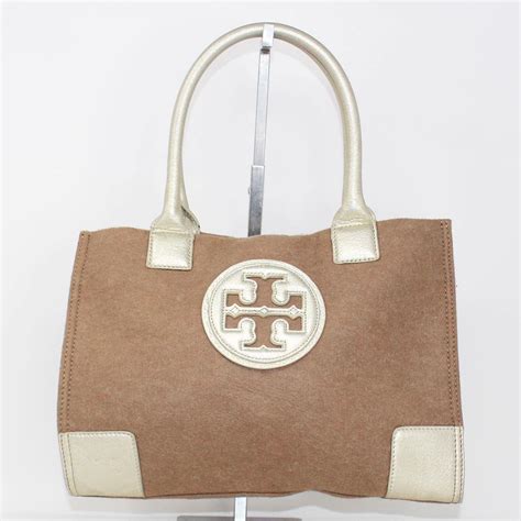 TORY BURCH #39705 Ella Brown Wool & Gold Canvas Tote Bag – ALL YOUR BLISS