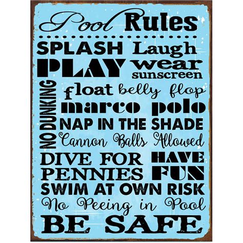 Pool Rules Metal Sign - Walmart.com