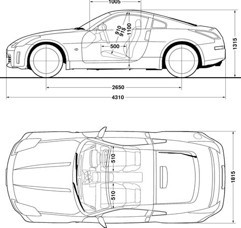 Nissan 350Z Blueprint - Download free blueprint for 3D modeling