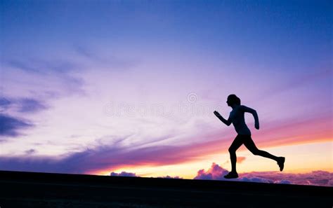 Female Runner Silhouette, Running into Sunset Stock Photo - Image of leisure, health: 34958010