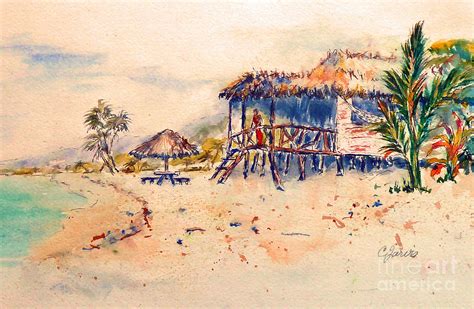 Tropical Beach Hut Painting by Carolyn Jarvis - Fine Art America