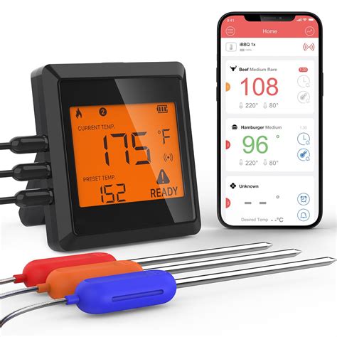 Garnen 160FT Bluetooth Wireless Meat Thermometer with 3 Temperature ...