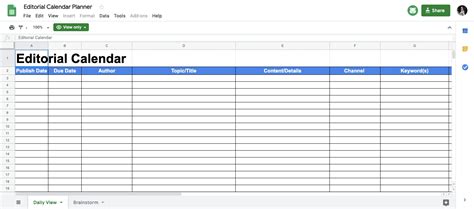 Editorial Calendar Template Google Sheets – Printable Blank Calendar ...