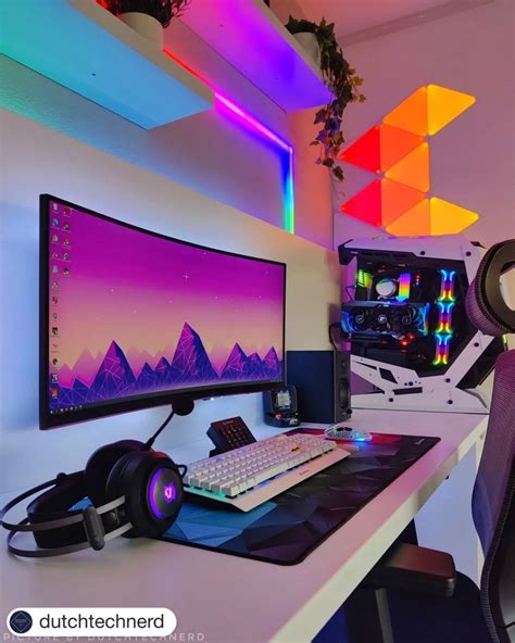 Credits to IG @dutchtechnerd - An RGB desk setup with ultra wide ...