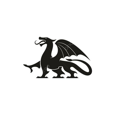 Gryphon Silhouette Vector PNG, Dragon Gryphon Isolated Heraldic Animal Silhouette, Dragon ...