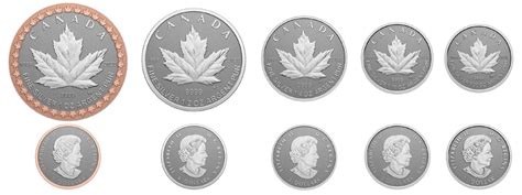 FRACTIONAL SETS - 35TH ANNIVERSARY OF THE SILVER MAPLE LEAF (5-COIN SET ...