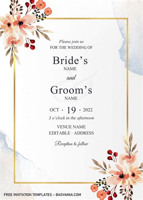 Golden Frame Wedding Invitation Templates - Editable … | Printable ...