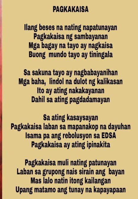 Gumawa ng tula tungkol sa kahalagan ng pagkakaisa o pagtutulungan - Brainly.ph