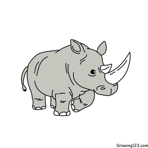 Rhinoceros Drawing Tutorial - How to draw Rhinoceros step by step | Rhinoceros, Baby rhino ...