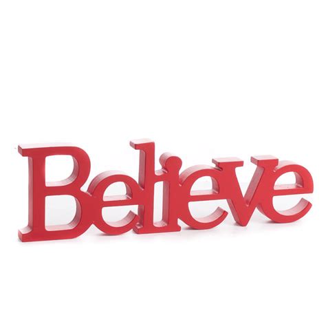 Red "Believe" Standing Word Sign - Home Decor - Factory Direct Craft