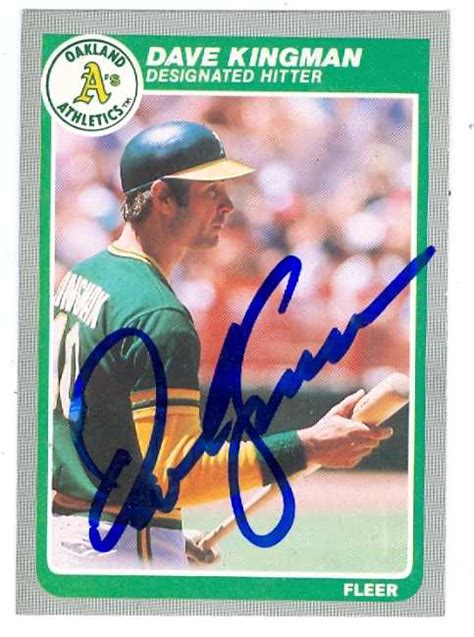 Dave Kingman autographed Baseball Card (Oakland Athletics) 1985 Fleer #427