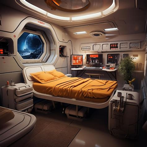 Premium AI Image | Spaceship captains quarters Sceince fiction control ...