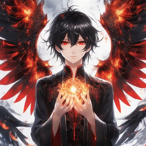 Anime Boy Black Angel Wings