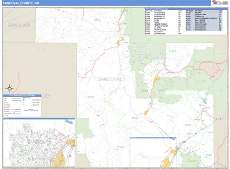 Sandoval County, New Mexico Zip Code Wall Map | Maps.com.com