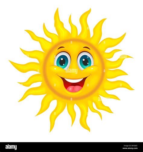 A cheerful cartoon sun on a white background Stock Vector Image & Art ...