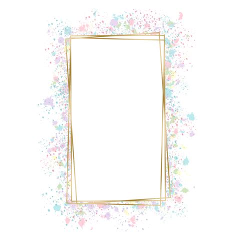 Colorful Splash Rectangular Gold Frame, Color Splash, Ink Splash, Gold PNG Transparent Clipart ...