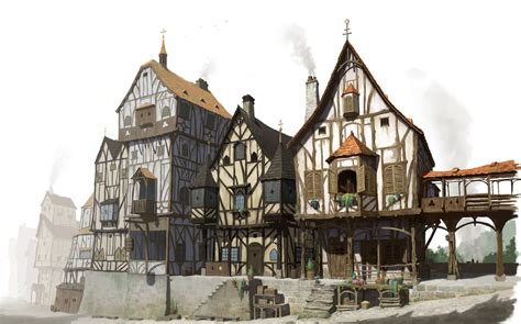 Medieval House Illustration, 달 봉이