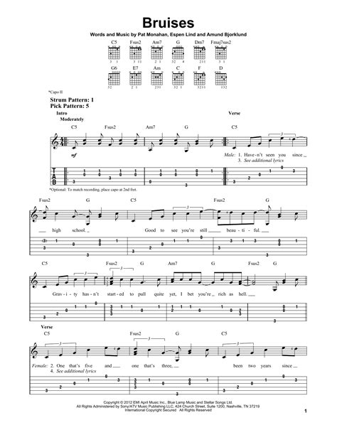 Bruises by Train - Easy Guitar Tab - Guitar Instructor