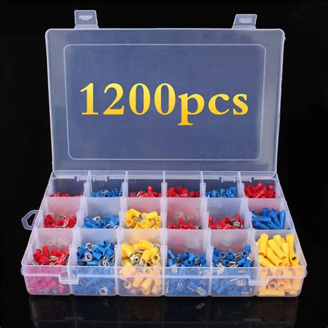 1200Pcs Assorted Crimp Terminals Set Kits Insulated Electrical Wiring Connectors Insulated Cord ...