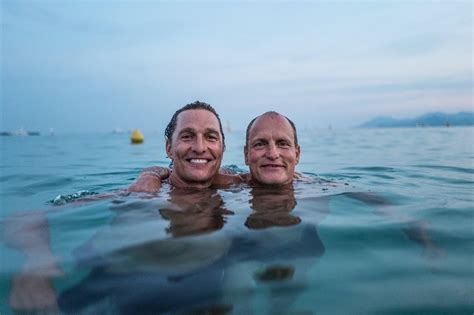 Matthew McConaughey and Woody Harrelson taking a swim. : pics