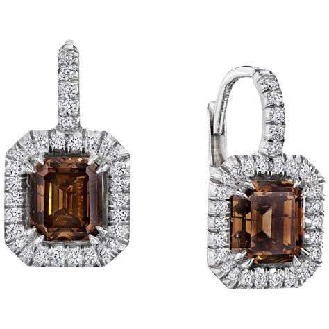 DE GRISOGONO Long Pavé Brown Diamond Pendant Earrings at 1stDibs