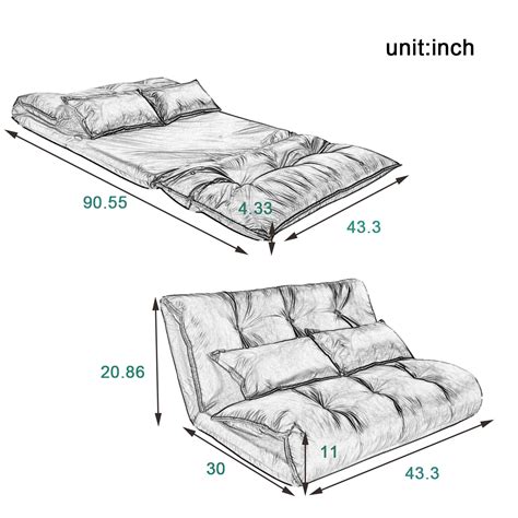 JINS&VICO Sofa Bed Adjustable Folding Futon Sofa Leisure Sofa Bed with Two Pillows - Walmart.com