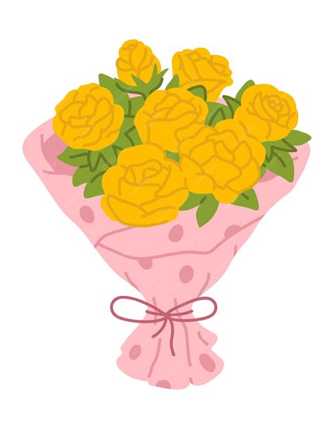 Un dibujo de un ramo de rosas amarillas. | Vector Premium