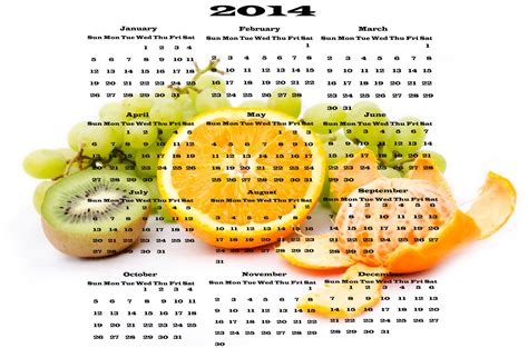 Calendar 2014 - Fruit Free Stock Photo - Public Domain Pictures