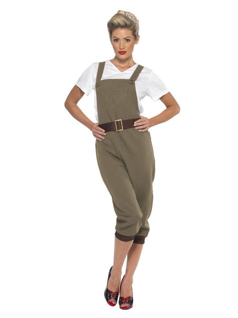 WW2 Land Girl Costume, Khaki | Smiffys