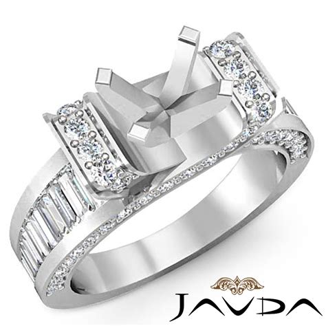 Round Baguette Diamond Engagement Antique Ring Setting Platinum Semi ...