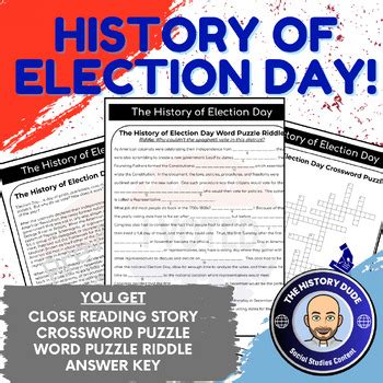 History of Election Day Close Reading, Crossword Puzzle, and Riddle ...