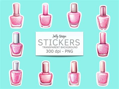 Pink Glitter Nail Polish Stickers Graphic by jallydesign · Creative Fabrica