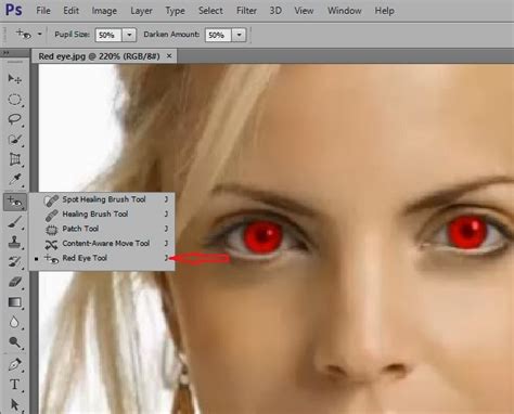 Online Classes for Photoshop: Red Eye tool