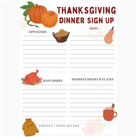 Printable Thanksgiving Potluck Sign Up Sheet (PDF) – Kim and Kalee