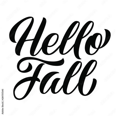 Hello Fall hand lettering, brush calligraphy isolated on white ...