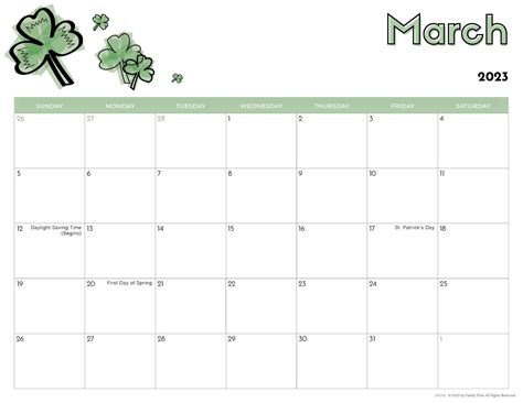 Calendar 2022 Printable March