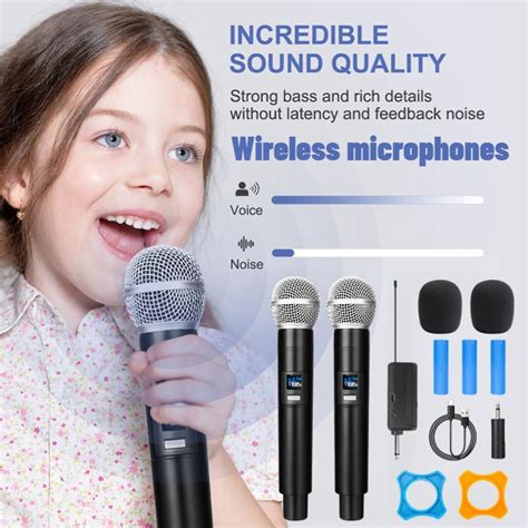Cheap 2PCS Wireless Microphone UHF High Fidelity Noise Reduction Professional Microphone with ...