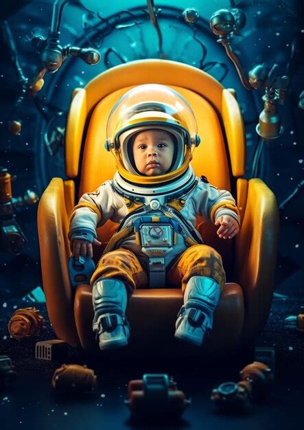 Premium Photo | There is a baby in a space suit sitting in a chair ...