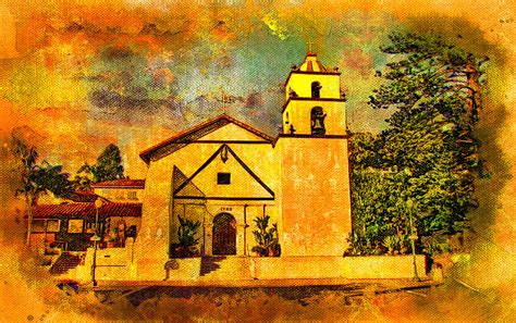 Mission Basilica San Buenaventura in Ventura, California Digital Art by Nicko Prints