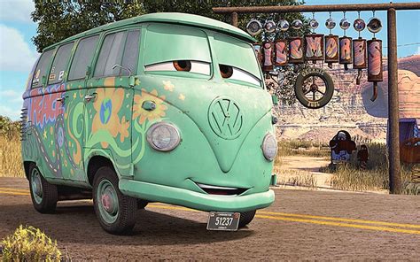 In the Cars series, the VW Bus Filmore is the only main character with a front license plate ...