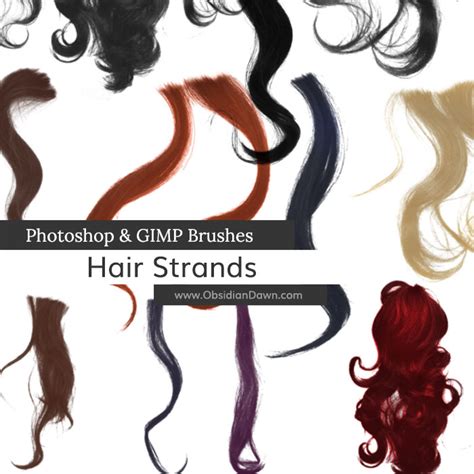 Wavy Hair Strands Photoshop and GIMP Brushes by redheadstock on DeviantArt