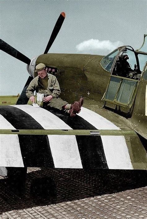 This P-51B gets its D-Day invasion stripes painted. | P51 mustang ...