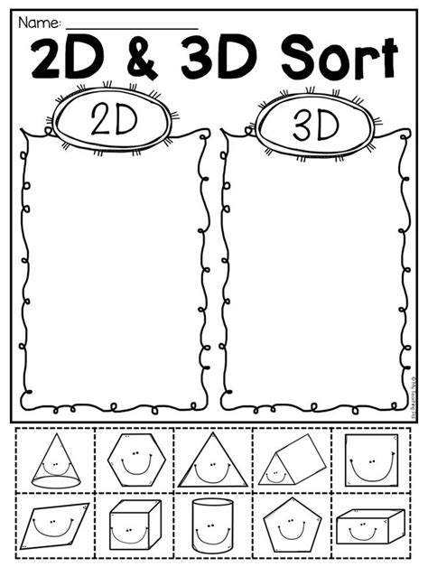 Worksheets On 2d And 3d Shapes For Grade 1