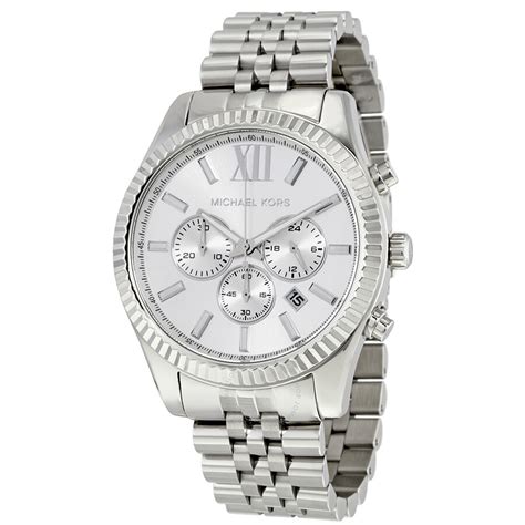 Michael Kors Lexington Chronograph Silver Dial Stainless Steel Men's Watch MK8405 - Lexington ...