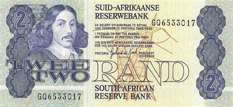 South Africa Banknote 2 Rand 1989 J van Riebeeck P-118c UNC | Bank notes, South, South africa